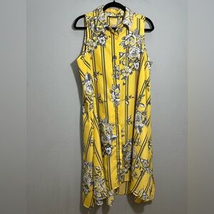Mlle Gabrielle Floral Yellow Sleeveless Dress for women size XL